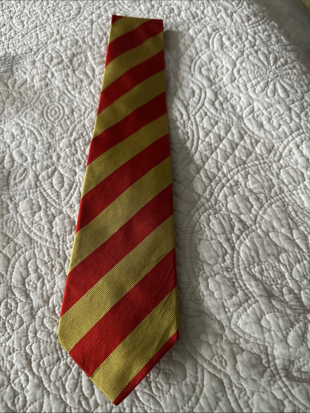 Ben Silver Silk Tie Red Gold Stripe Charleston London Classic Mens Necktie